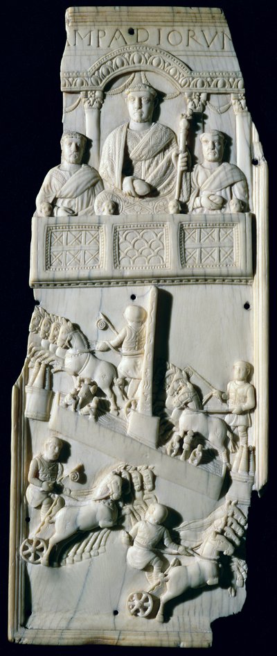 Section of a Diptych Depicting a Chariot Race, from Tunisia by Paleo Christian